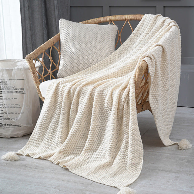 Knitted Tassel Throw